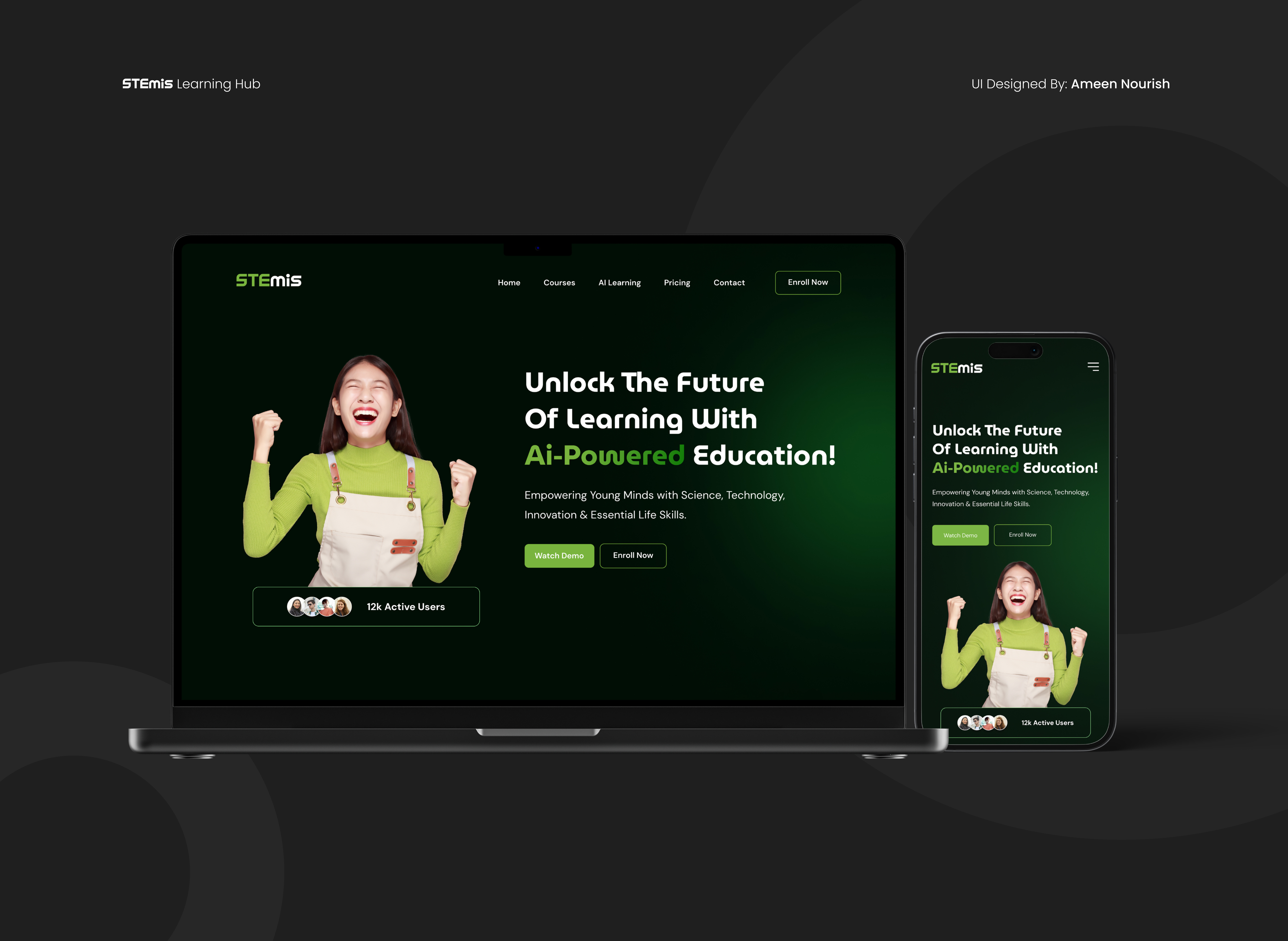 Stemis Learning Hub Website | Case Study | UI UX Design ai ai powered case study figma graphic design intitution landing page ui ui ux design user experience user interface ux web design website website design