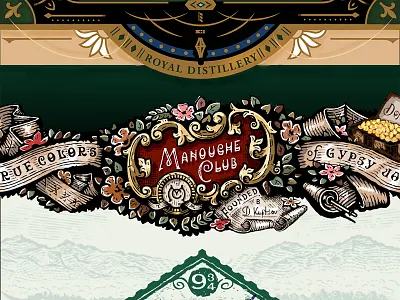 Label collection calligraphy letters magic