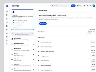 Coinbase Accounts Card coinbase component crypto design system navigation product design settings ui design