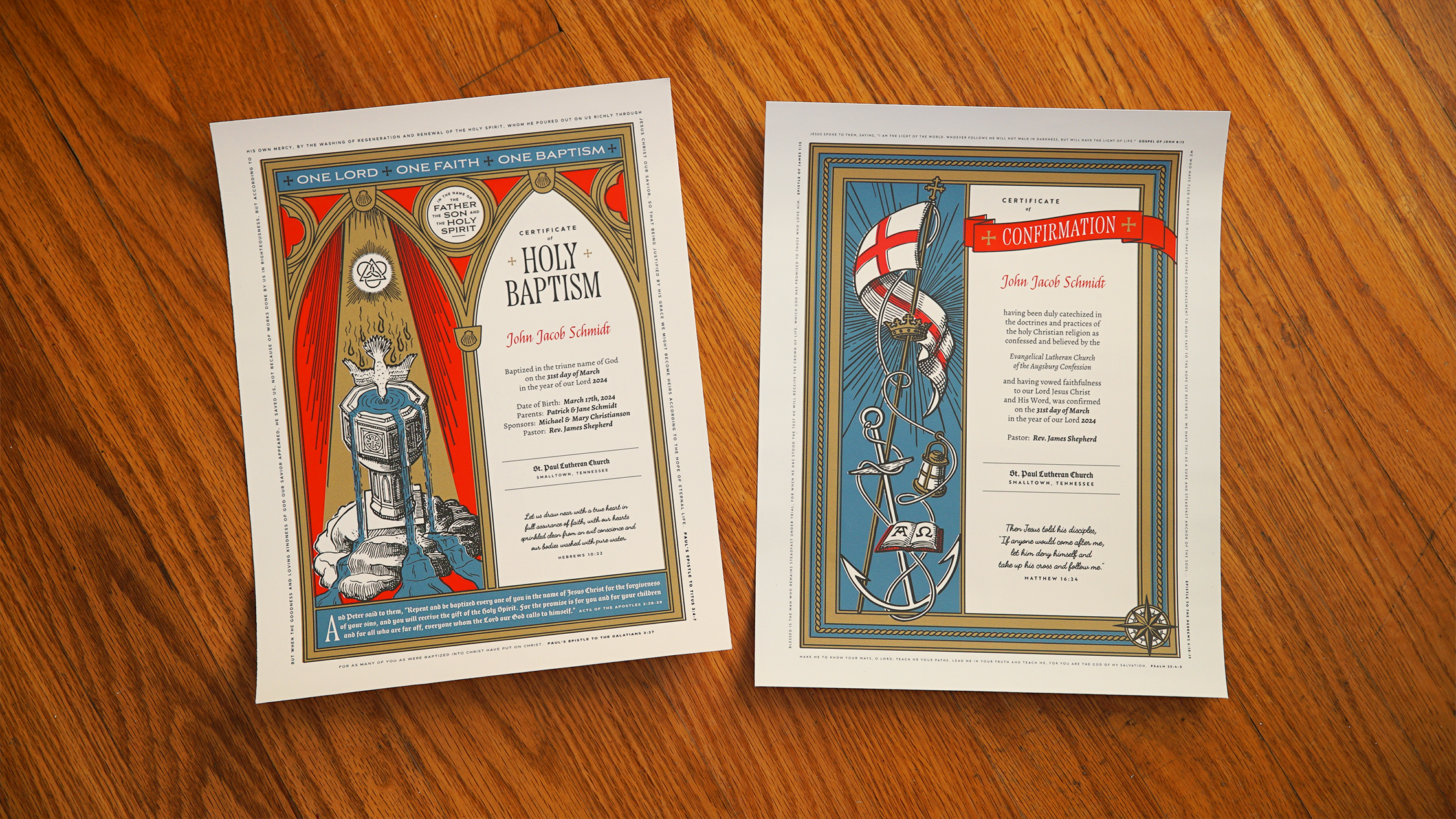 Vintage Church Certificates anchor bible certificate design christian church classic crown flag graphic design hand drawn illustration jesus poster print print design product design retro typography vintage water