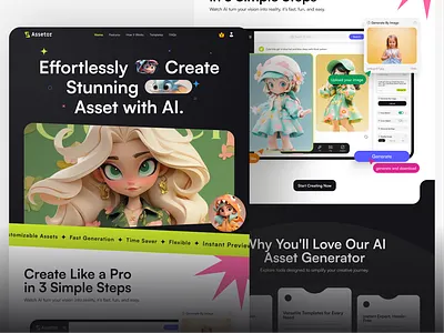 Assetor Landing page | AI-Powered Image Generator ai ai image generator artificial intelegent brutalism image generator landing page ui uidesign uiux user experience user interface uxdesign