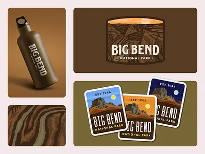 Big Bend National Park Logo & Merchandise branding design graphic design illustration logo merchandise national park sticker typography vector