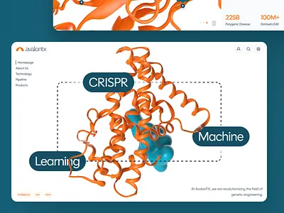 avalontx: AI CRISPR Gene Editing - Machine Learning Hero UI biotech biotech web design biotech website biotechnology clean crispr crispr website dna drug discovery drug discovery website gene editing genetic engineering minimal modern orange pharmaceutical precision medicine synthetic biology therapeutics therapeutics website