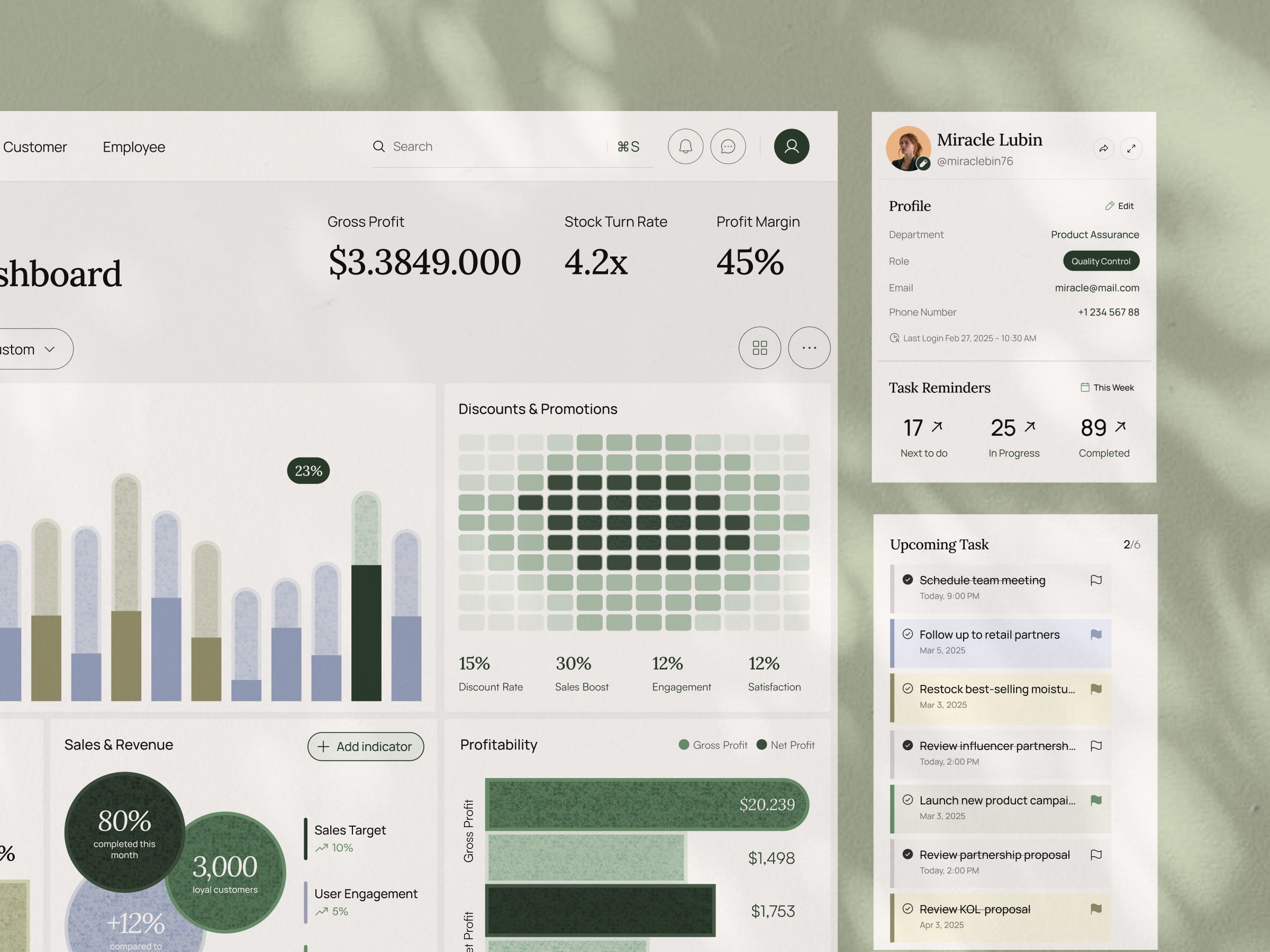Seamless Profile Navigation - Verite beauty dashboard luxury management management dashboard management dashboard design overview pos pos dashboard sales sales dashboard skincare slideout slideout menu