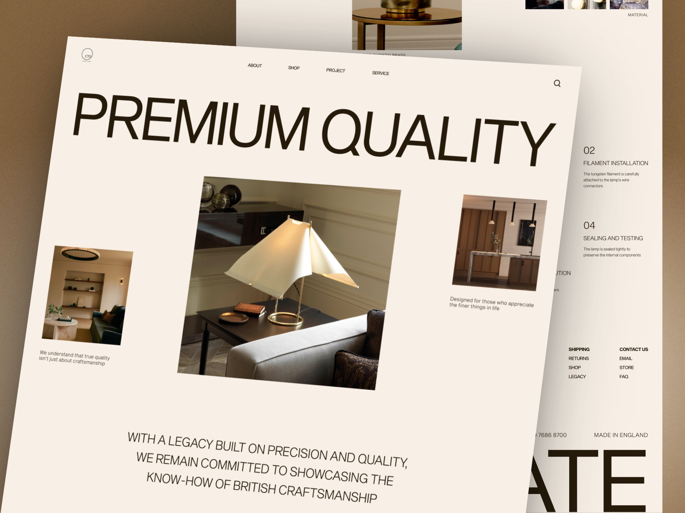 Example of CTO - Elegant Luxury Lighting E-commerce Website Service Page