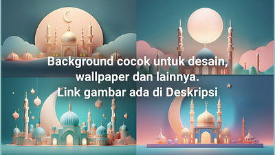 Islamic Background with mosque and moon, eid background 3d arabic banner business design flyer graphic design illustration invitation