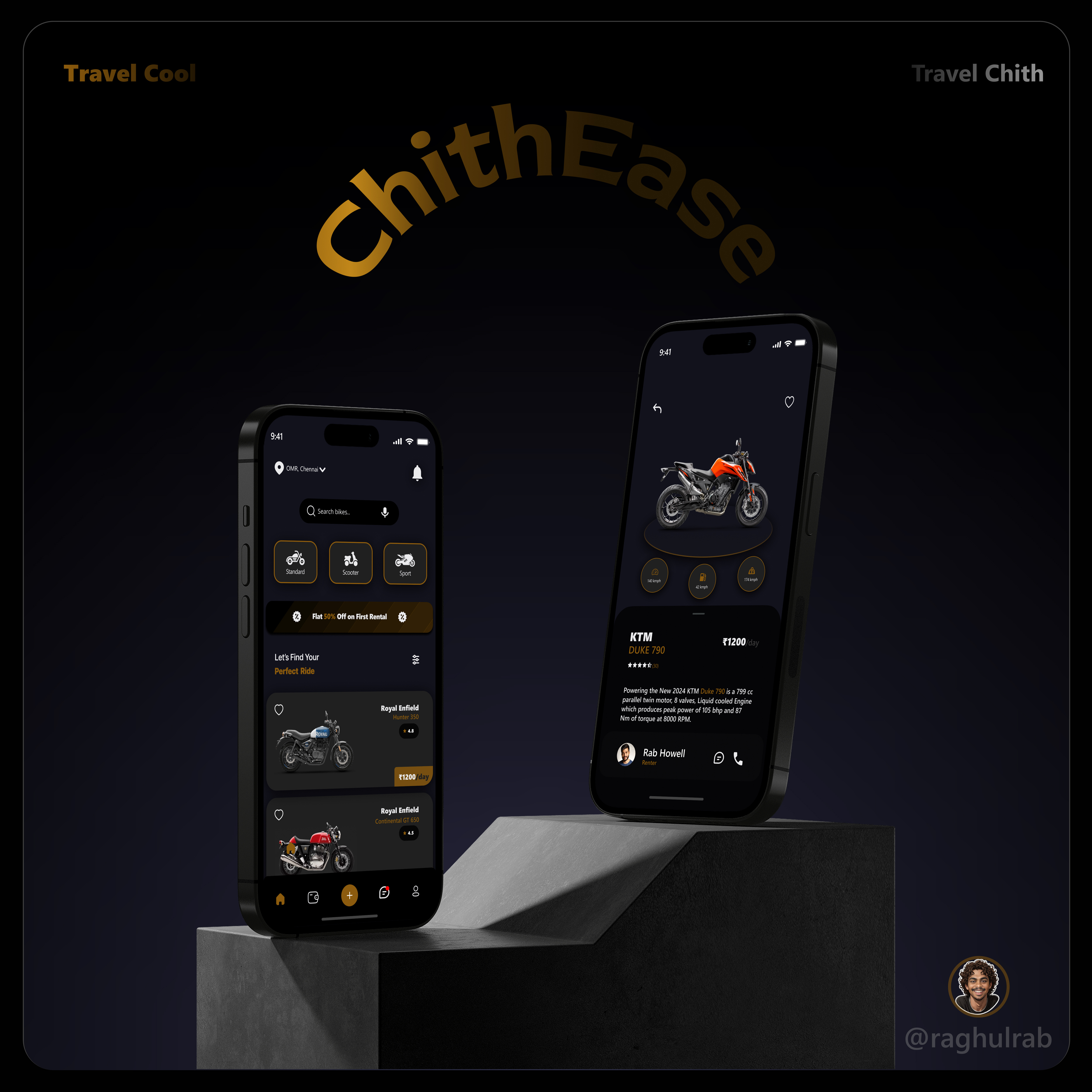 ChithEase - Bike Rental UI Design ai app app design application bike bike rental chithease designers figma mobile mobile app ui uiinspiration uiux ux