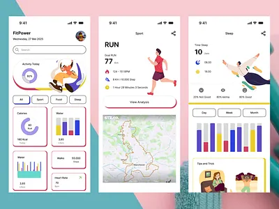 FitPower - Fitness and health app app fitnes healthy mobile ui ux