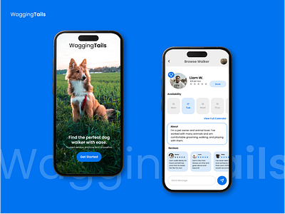 WaggingTails- Dog Walking App app branding dogwalkingapp productdesign typography ui ux