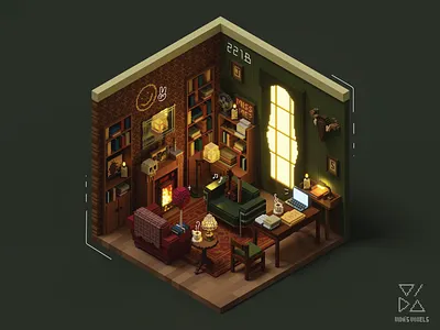 Voxel 221B Sherlock Apartment 221b 3d art fanart isometric magicavoxel sherlock voxel voxel room