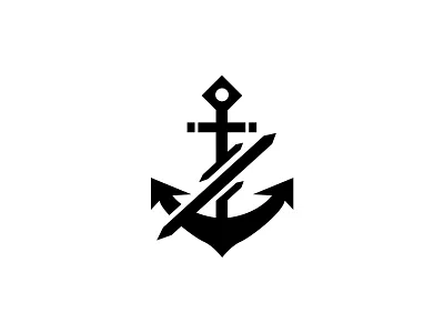 Seaworthy anchor logo navy sea