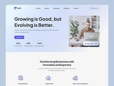 LCM – Data-Driven Marketing Solutions digitalgrowth figmadesign landingpage landingpagedesign marketing seo socialmediamarketing ui webdesign