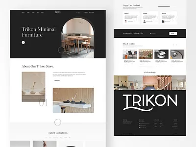 Trikon Minimal Furniture Website Design 2023 branding design ecommerce footer header landing page landingpage minimal shop trend 2023 trending trikon ui ux website woocommerce