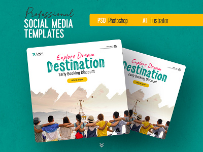 Travel Social Media Post Template travel time