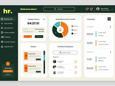 Concept HRMS Dashboard UI branding dashboard design ui ux