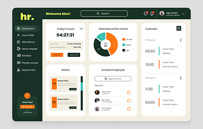 Concept HRMS Dashboard UI branding dashboard design ui ux
