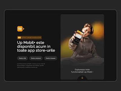 Up Mobli+ LP - New app release app awareness cards dark hero landingpage mobile app onepage orange typography ui uiux ux webdesign