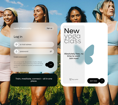 Lumin log in – UI Concept designconcept glasmorphism landingpage loginpage minimaldesign modernui neumorphism softui ui uidesign webapp webdesign womencommunity