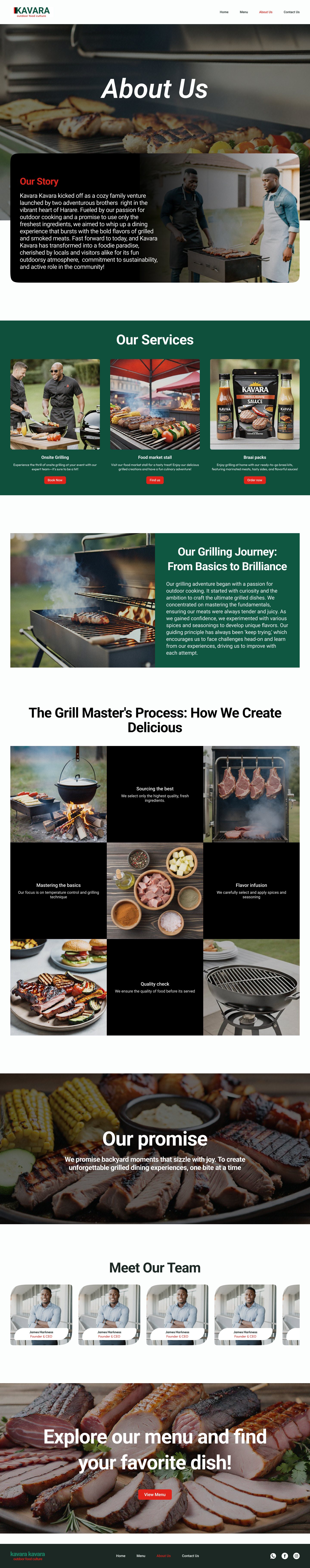 Example of Restaurant About Us page