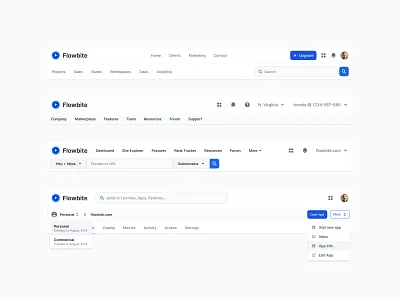 Header navigation compo component library components design design kit design system enterprise figma flowbite logo ui ux