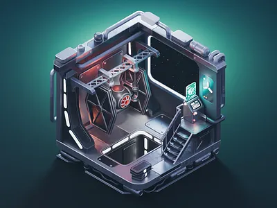 Imperial Hangar 3d blender diorama illustration isometric render room star wars