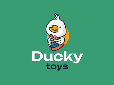 Ducky toys brand branding cartoon character design duck ducky elegant illustration logo logotype mark mascot modern shop sign store toy vector