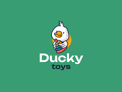 Ducky toys brand branding cartoon character design duck ducky elegant illustration logo logotype mark mascot modern shop sign store toy vector