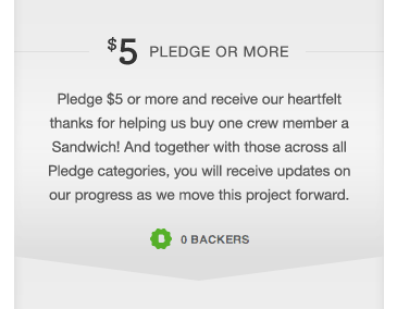 Pledge Rewards archer design helvetica kickstarter ui