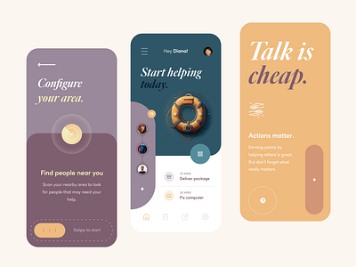 Co-Helping Mobile App app clean design flat illustration midjourney mobile ui ux