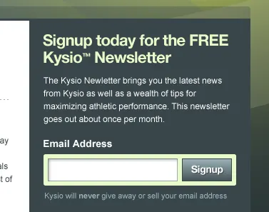 Kysio Homepage blue form green