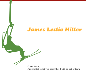Out of Office (-) client communication email gold green red