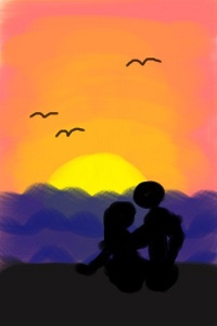 Sunset (Brushes for iPhone) blue brushes couple orange pink sunset