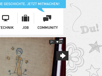 Youth Magazine/Community Site Redesign doodle header icons sketch
