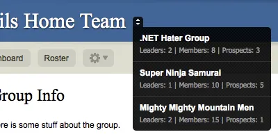 Group Switch Drop Down drop down overlay