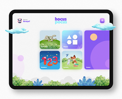 Hocus Pocus - Kinder App alphabet app baby case study child design education garden kids kinder learn number play practice school shape story tablet teach ui