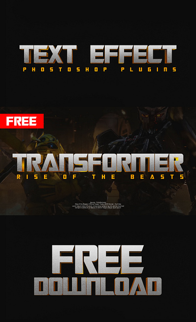 Transformer : Rise of the Beasts Text Effect || Unofficial 3d text effect photoshop robot text text transformer text effect