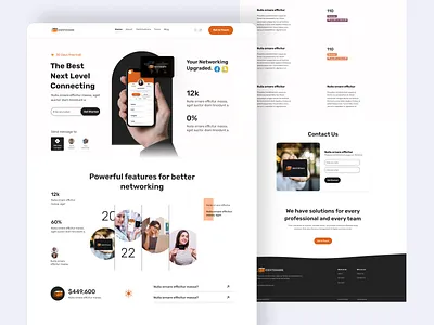 App Landing page app landing page desktop design light theme networking app radial code radialcode social media ui deisgning ui ux design uiux web design