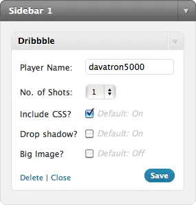 Wordpress Dribbble Widget blog sidebar widget wordpress
