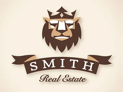 Smith Realty Logo animal banner brown cat crown lion real estate