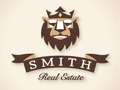 Smith Realty Logo animal banner brown cat crown lion real estate