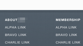Footer chunky border footer helvetica neue nav texture