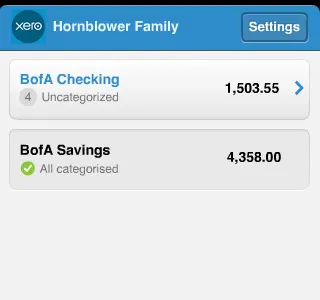 Xero Personal (dashboard) iphone xero