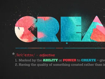 Creative, adjective ability black blue brush create creative dark power red spray texture