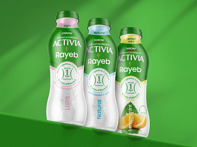 Activia Rayeb Milk Packaging Revamp activia branding danone egypt graphic design lemon min light milk natural packaging packaging design rayeb revamp visual