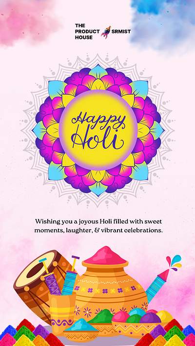 Holi 2025 branding graphic design holi logo motion graphics poster social media story ui