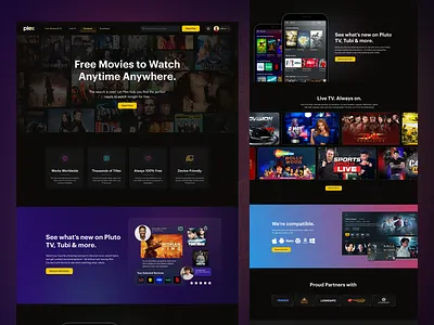 Movie Streaming Website clean ui game landing page live media movie movie streaming website music online platform redesign shasanko creations streaming streaming landing page streaming website ui ux video web design website