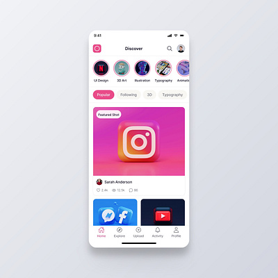 Portfolio Mobile App animation behance branding creative agency dailyui design design concept design template dribbble gradients interface ios mobile ui mobileapp photo portfolio portfolio app design projects showcase typography