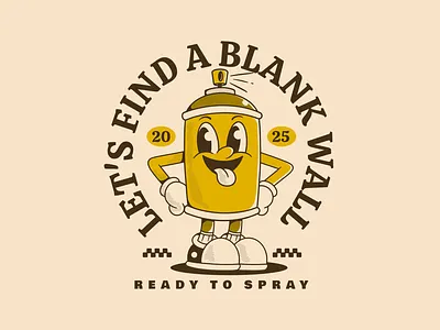 Let's find a blank wall, spray paint can character adipra studio