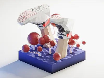 Low Poly Sneakers on Someone's Feet 3d 3dillustration 3dmodeling design feet foot illustration low poly lowpoly lowpolyart product renders shoes sneakers