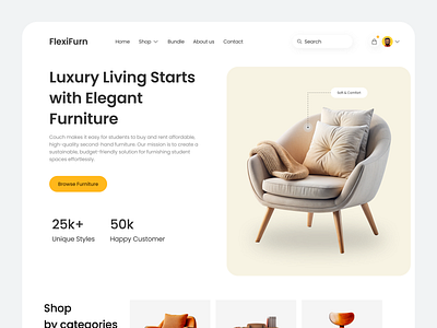 Modern Minimal Furniture Web Design design design trends modern ui design ui ui design uiux design user interface ux ux design ux research